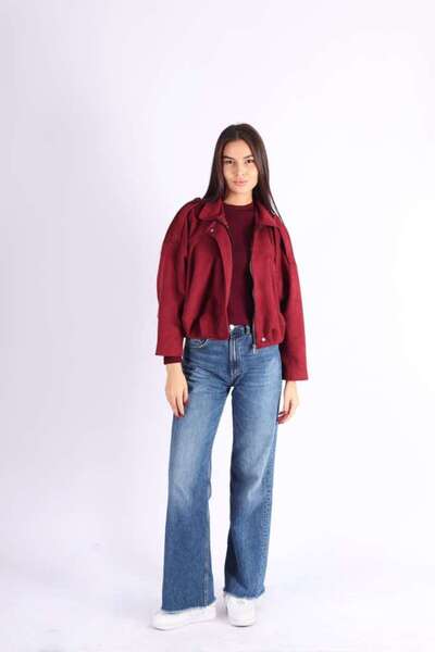 MDZ COLLECTION Oversize Kalıp Fermuarlı Süet Bomber Ceket