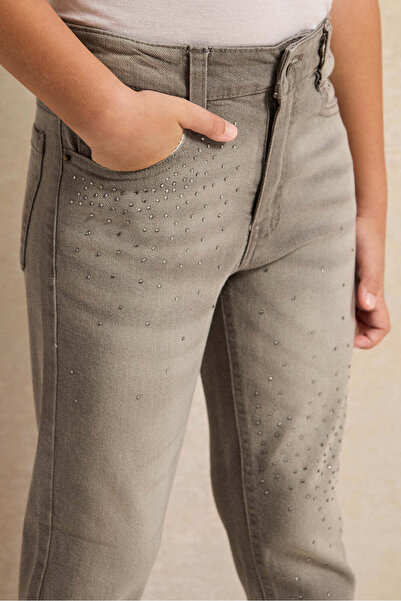 REDTAG Girls Grey Embellished Denim Jeans