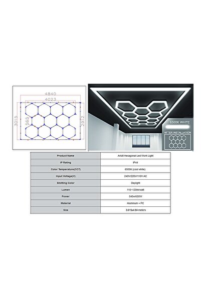 OEM Sistem de Iluminare Plafon Hexagon / HoneyComb 4.02 x 2.91 m