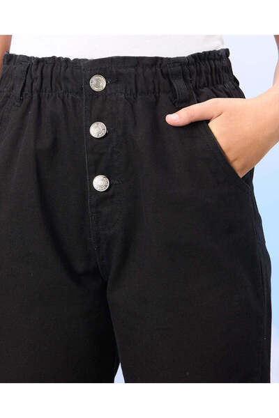 REDTAG Senior Girls Black Mom Fit Jeans