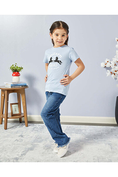 REDTAG Girls Navy Flared Denim Jeans