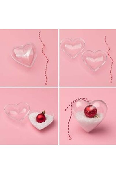 SHOPIENS Decorațiuni de Crăciun transparente în formă de inimă 8 cm - 4 buc