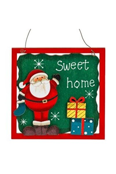 SHOPIENS Ornament vintage pentru brad de Crăciun - Placă din lemn cu Moș Crăc...