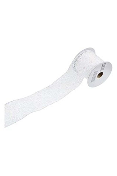 SHOPIENS Panglică decorativă pentru brad de Crăciun, plasă albă iridescentă -...