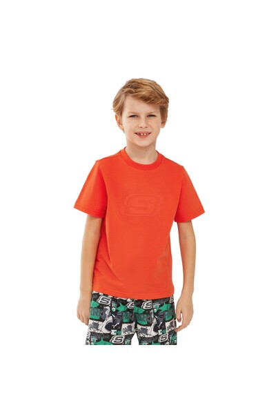 SKECHERS Essential B cu mânecă scurtă tricou pentru băiat mare portocaliu tri...