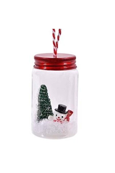 SHOPIENS Ornament de Crăciun - Borcan transparent cu capac metalic, brazi înz...