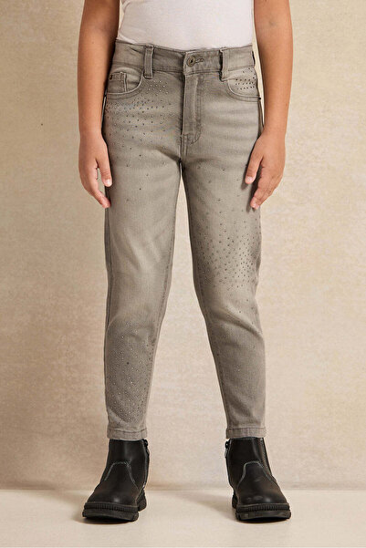 REDTAG Girls Grey Embellished Denim Jeans