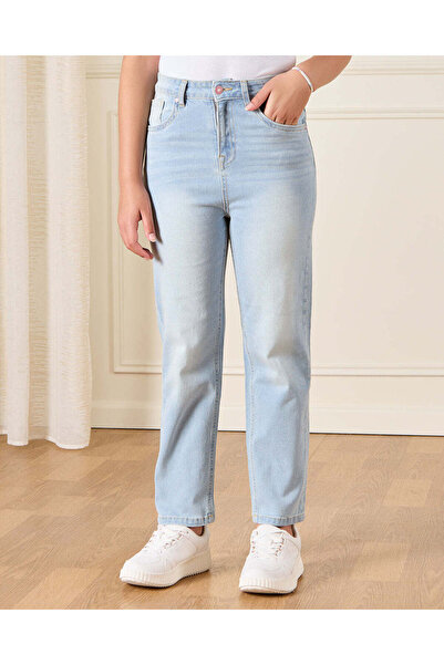 REDTAG Senior Girls Blue Basic Straight Fit Jeans