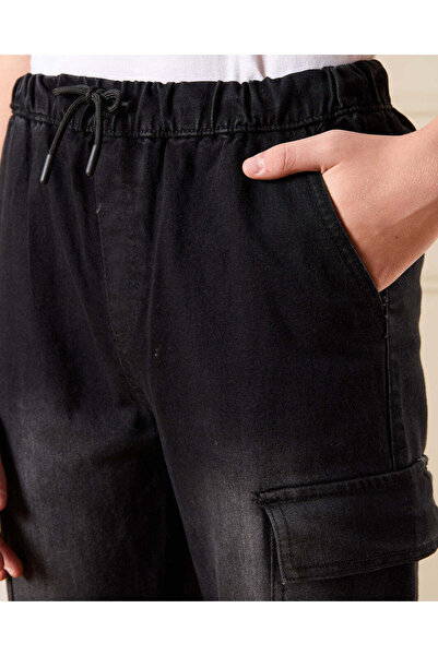 REDTAG Senior Boys Black Stretch Denim Jogger Jeans