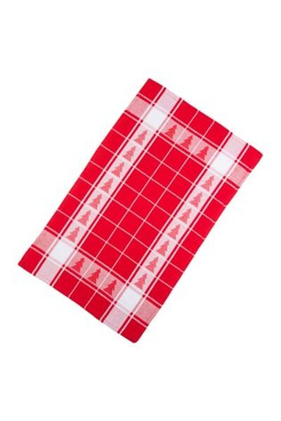 SHOPIENS Christmas Kitchen Towel Cotton Red White Trees 60 x 35 cm