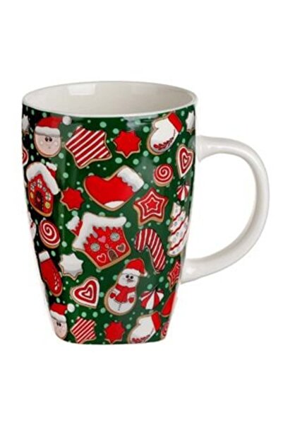 SHOPIENS Cană ceramică de Crăciun cu modele de zăpadă 420 ml