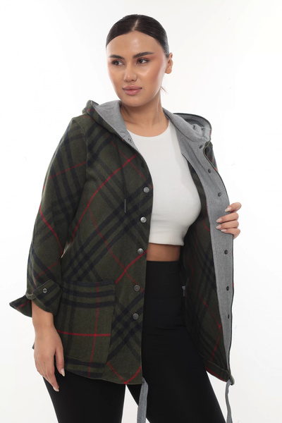 Lady Majestic سترة نسائية مريحة بقلنسوة من نوع Woodcutter مقاس كبير