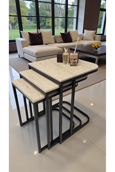 fursimo Viva Serisi 3'lü Zigon C Sehpa – 1. Sınıf Membran MDF, Dayanıklı Meta...