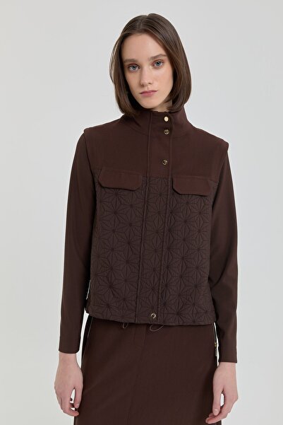 Nihan Örme Etek Yelek Takım Kahve