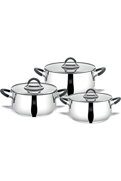 Serenk طقم أواني طهي مودرنيست من الفولاذ المقاوم للصدأ، مكون من 6 قطع قابلة للتكديس - متوافق مع أجهزة الطهي بالحث الحراري