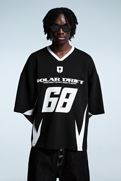 Bershka Neoprene effect print T-shirt