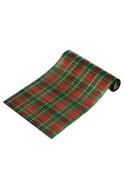 SHOPIENS Material decorativ de Crăciun - carouri roșii, verzi și aurii 5 m x ...