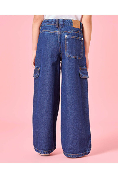 REDTAG Girls Blue Wide Leg Jeans