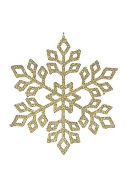 SHOPIENS Ornament de Crăciun pentru brad cu fulg de zăpadă și sclipici bej, 1...