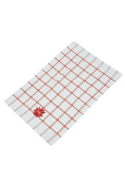 SHOPIENS Christmas Kitchen Towel, White Cotton with Poinsettia 60 x 40 cm