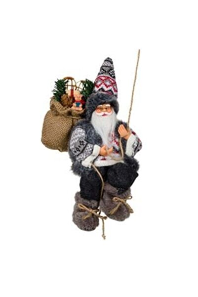 SHOPIENS Decorative Hanging Santa Claus Figurine with String & Gift Sack, 25 cm