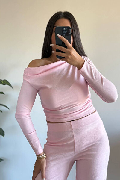 CİDDE Women's Drape Detail Boat Neck Wrap Suit