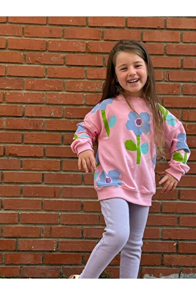 YİGİT BUTİK Girl's Set with Floral Patterned Leggings