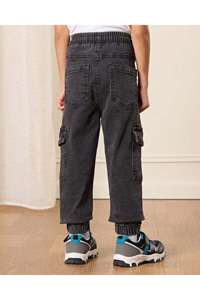 REDTAG Boys Black Stretch Denim Jogger Jeans