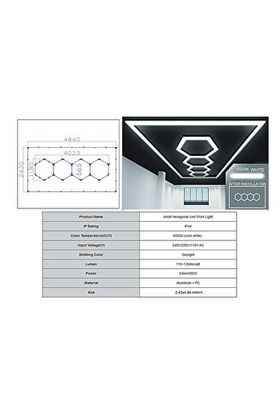 OEM Sistem de Iluminare Plafon Hexagon / HoneyComb 4.03 x 1.18 m