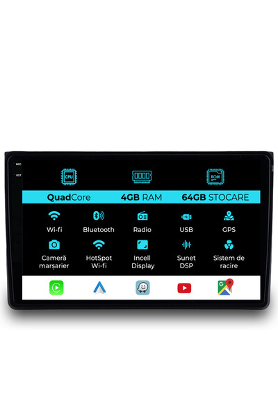 OEM Navigatie Dedicata Audi A4 (2001-2008), QuadCore, 9Inch, 4Gb Ram, 64Gb St...