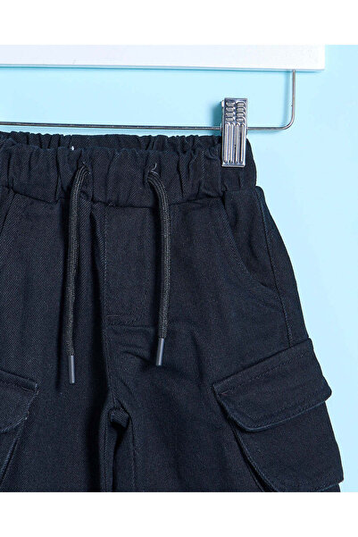 REDTAG Infant Girls Black Wideleg Cargo Pants