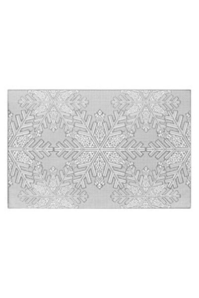 SHOPIENS Suport pentru farfurii de Crăciun din PVC, fulgi de zăpadă argintii, 45 x 30 cm