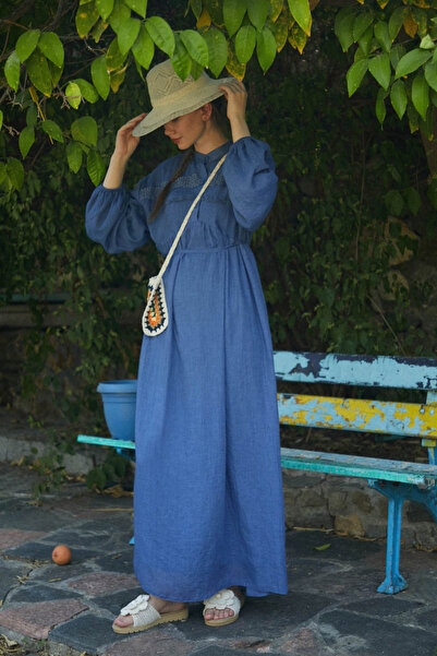 ZÜLAYS Dantel Robalı Elbise İndigo