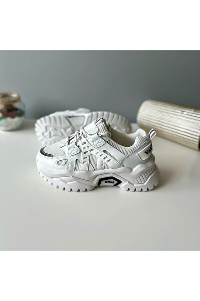 Casual Women's sneakers made of ecological leather, with high sole, K09, White