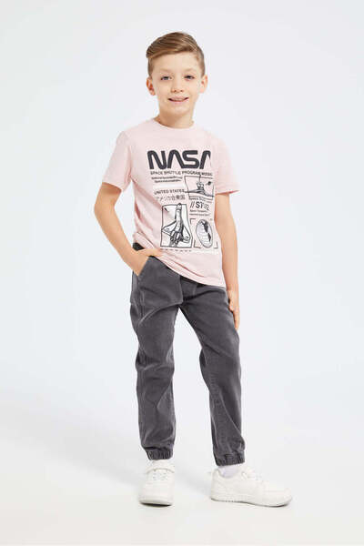 REDTAG Boys Grey Elasticated Waist Jeans