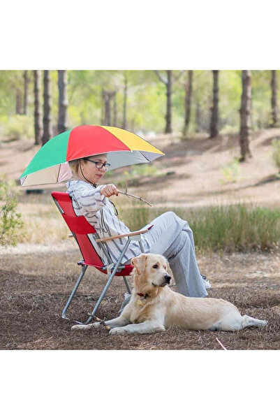 vivimall Umbrella Hat, 69 Cm Diameter, Adjustable Head Cord, Uv/Rain Protection, Rainbow