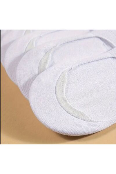Vast 5-Piece Set of Stitch-Free Cotton Combed Silicone Women's and Men's Ballerinas (5 Pairs White)