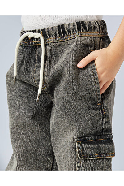 REDTAG Boys Grey Side Cargo Pocket Jogger