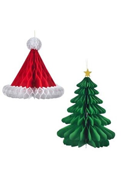 SHOPIENS Set ornamente suspendate de Crăciun - Brad și pălărie de Moș Crăciun...