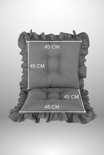 MoMMe Backrested Fringed Chair Cushion (Set of 6) 45X45 cm Gray Color