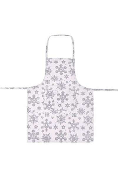 SHOPIENS Ecru Kitchen Apron with Grey Snowflakes and Silver Lurex - 77 x 57 cm