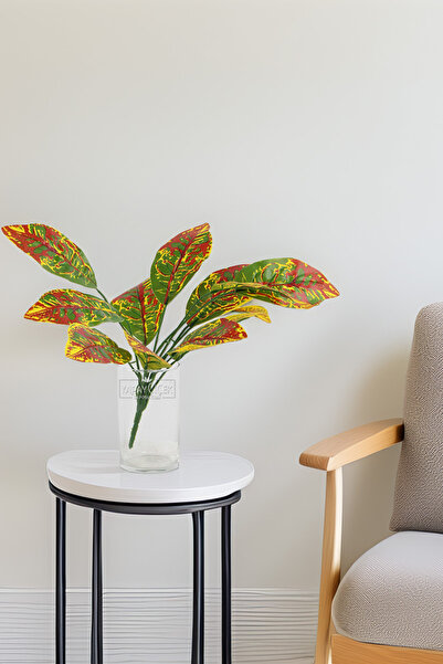 Yapay Çiçek Deposu Plantă artificială 12 frunze Planta Craton 45 cm Verde - Portocaliu