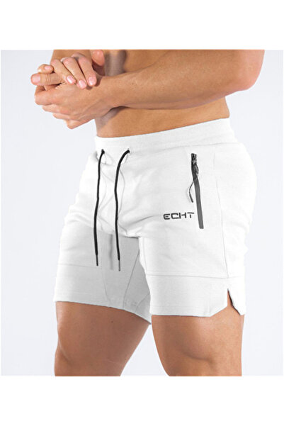 Choice XL White Men's Zip pocket sweatpants Fitness Gyms Shorts Men Summer Running Short Pants Male Jogger