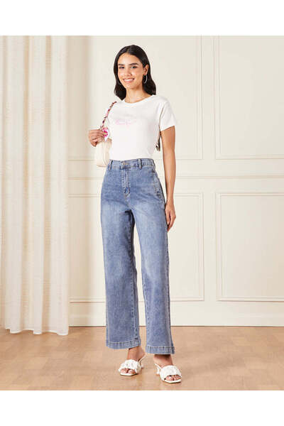 REDTAG Women Blue Wide Leg Jeans