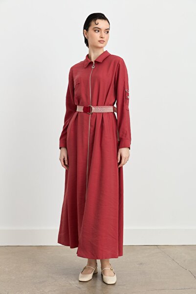 Nihan Rahat Kalıp Modal Elbise Bordo