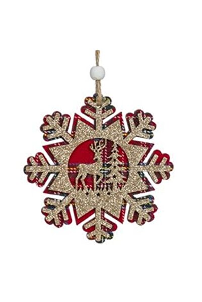 SHOPIENS Ornament de Crăciun pentru brad - Fulg de zăpadă din lemn cu model î...