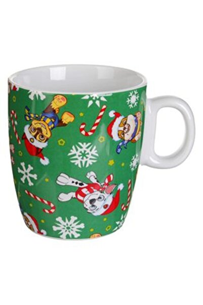 SHOPIENS Cană de Crăciun din porțelan verde cu design Patrula Cățelușilor 220 ml