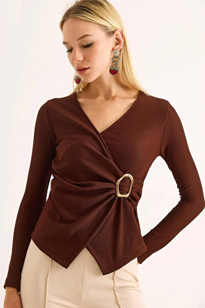 CİDDE Γυναικεία μπλούζα με μακριά μανίκια διπλό πέτο