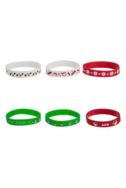 SHOPIENS Set Bratari Albe Rosii Verzi de Craciun din Silicon pentru Copii - 6...