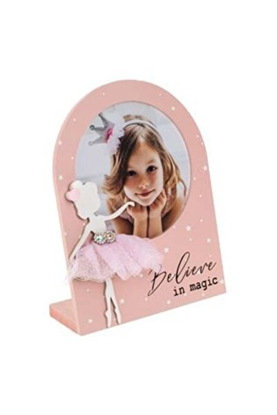 SHOPIENS Wooden Pink Tabletop Photo Frame - Ballerina Tutu Rhinestones Pompon 17 x 22 cm